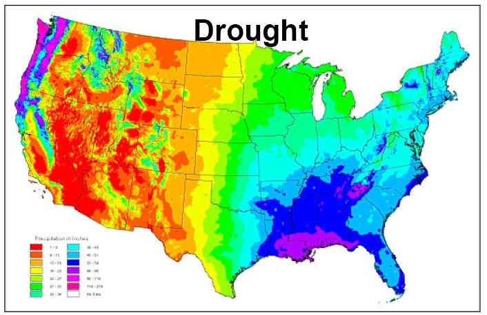 Red is drier white is wetter