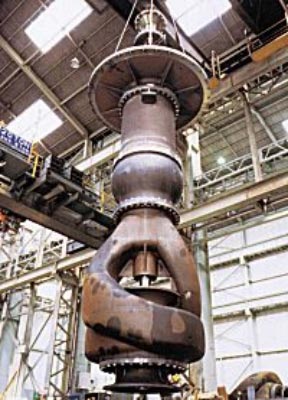 One of the 20 mixed flow brine recirculation pumps at the Shuaiba plant in Saudi Arabia, over 100 pumps total are used in the plant